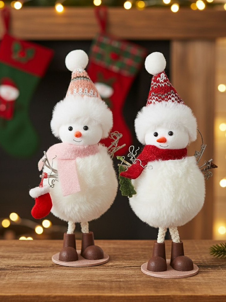 Set De 2 Muñecos De Navidad Decorativos Para El Hogar 18x5cm 1