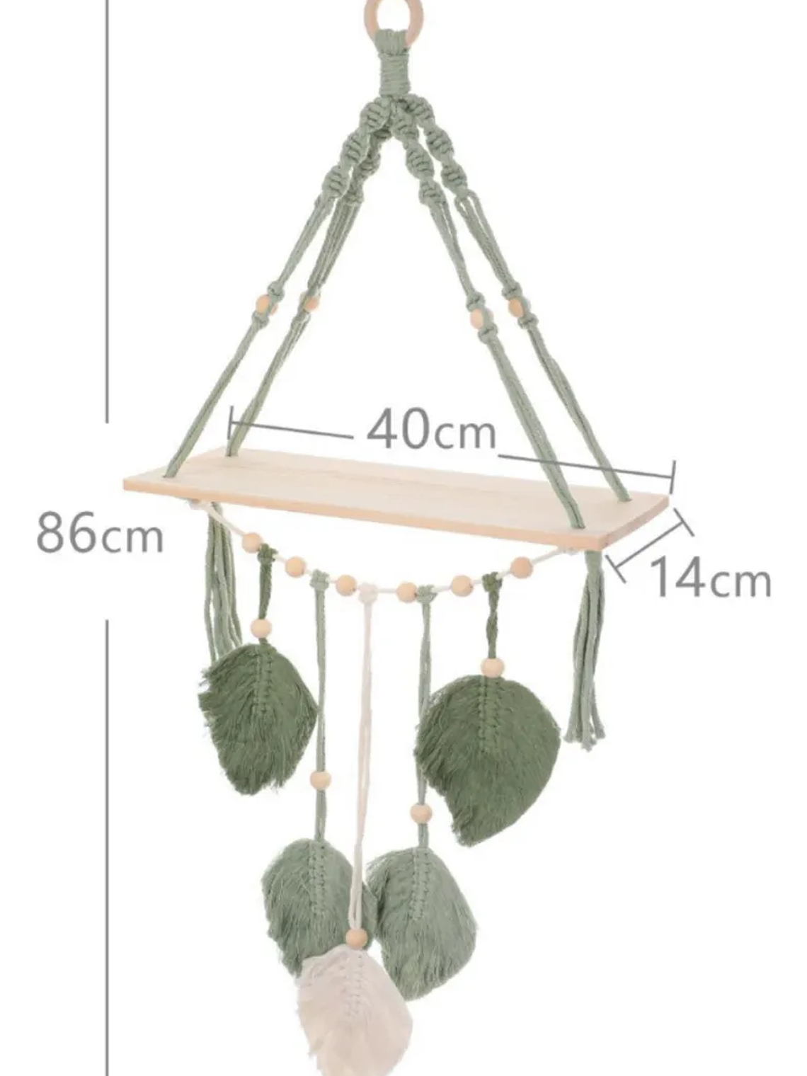 Colgador Decorativo De Macrame Verde 86x40cm 4