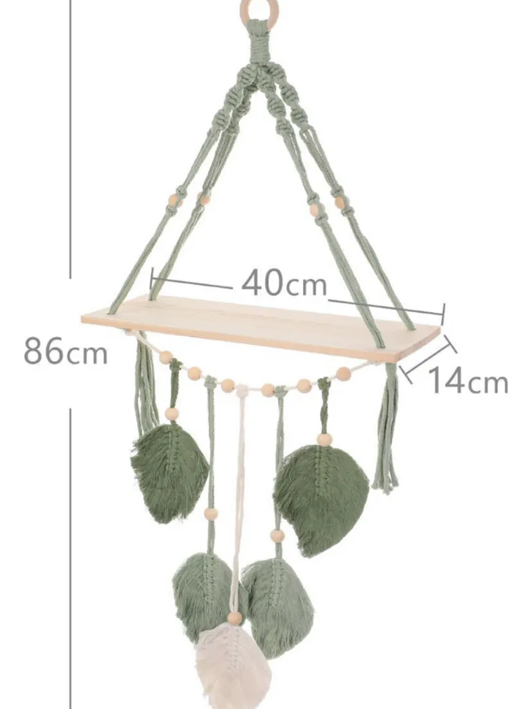 Colgador Decorativo De Macrame Verde 86x40cm 4