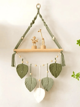 Colgador Decorativo De Macrame Verde 86x40cm