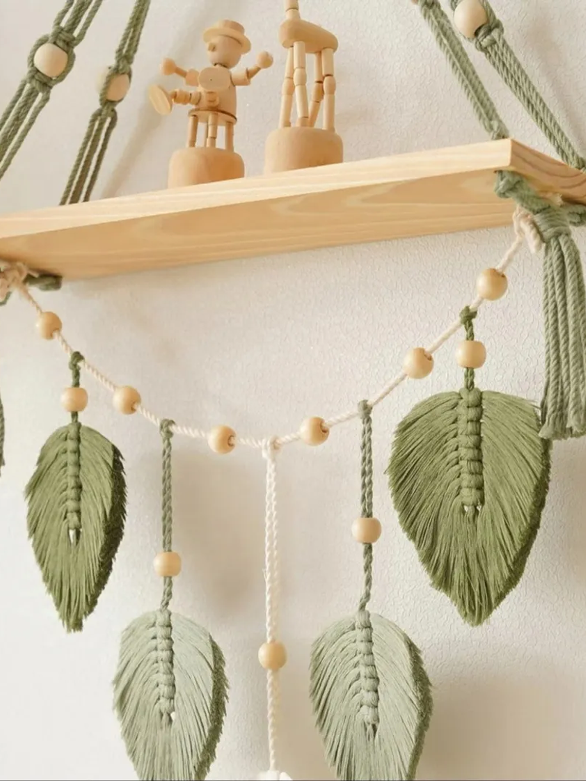 Colgador Decorativo De Macrame Verde 86x40cm 2