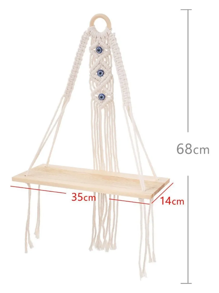 Colgador Decorativo De Macrame Con detalles de Ojos Turcos 68x35cm 4