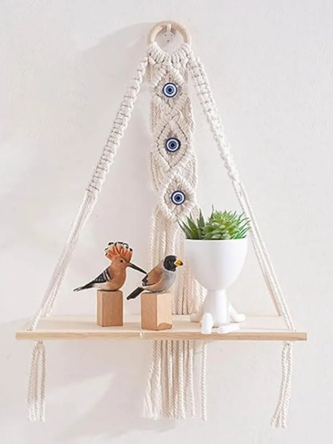 Colgador Decorativo De Macrame Con detalles de Ojos Turcos 68x35cm 3