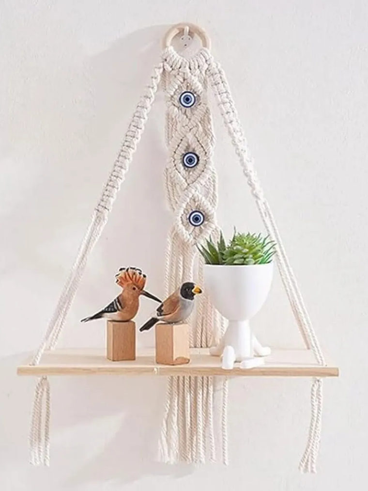 Colgador Decorativo De Macrame Con detalles de Ojos Turcos 68x35cm 3