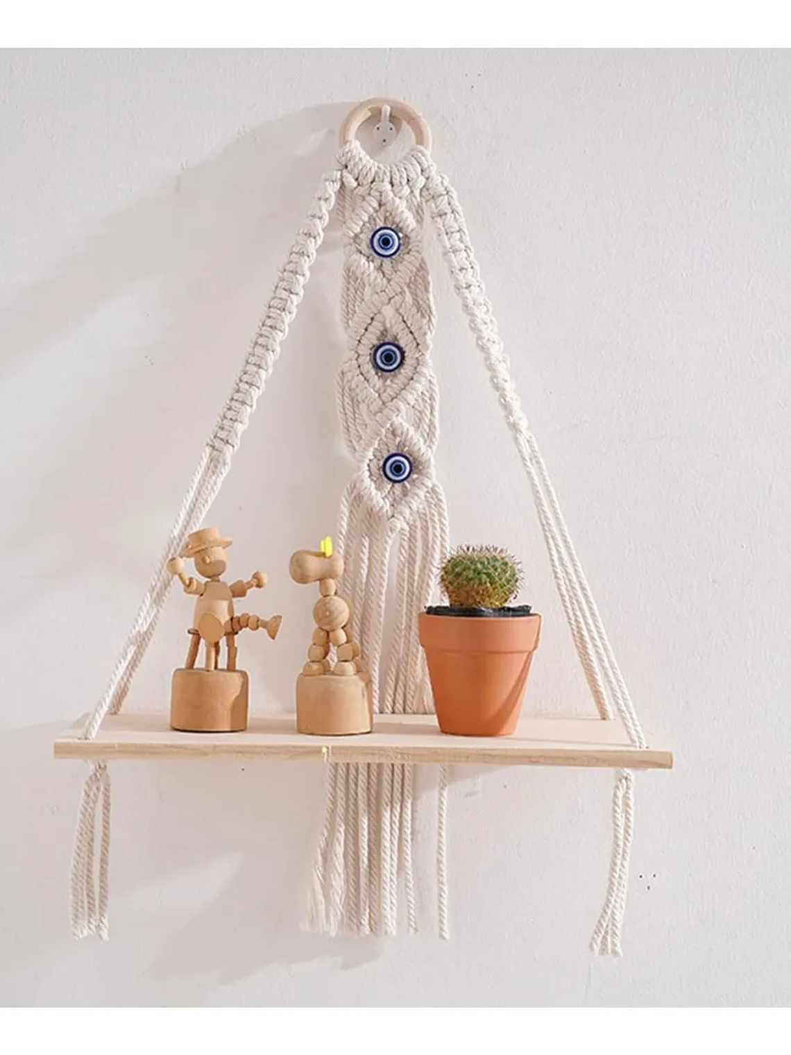 Colgador Decorativo De Macrame Con detalles de Ojos Turcos 68x35cm 1