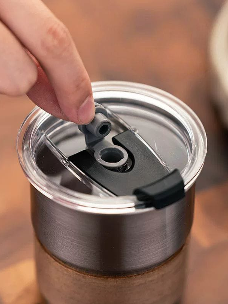 Vaso Termico Con Sorbete y Detalle en Madera 300ml 2