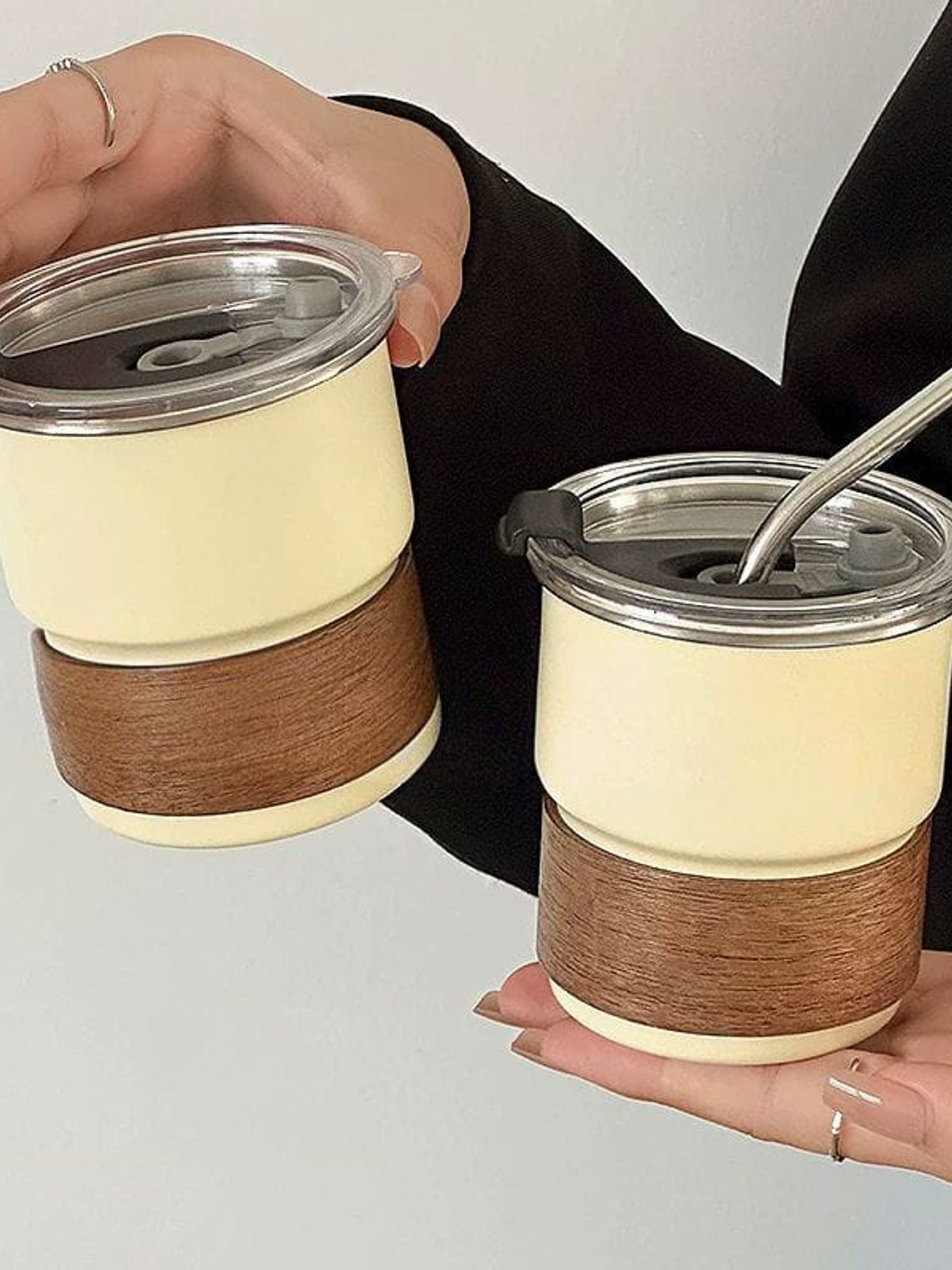 Vaso Termico Con Sorbete y Detalle en Madera 300ml 7