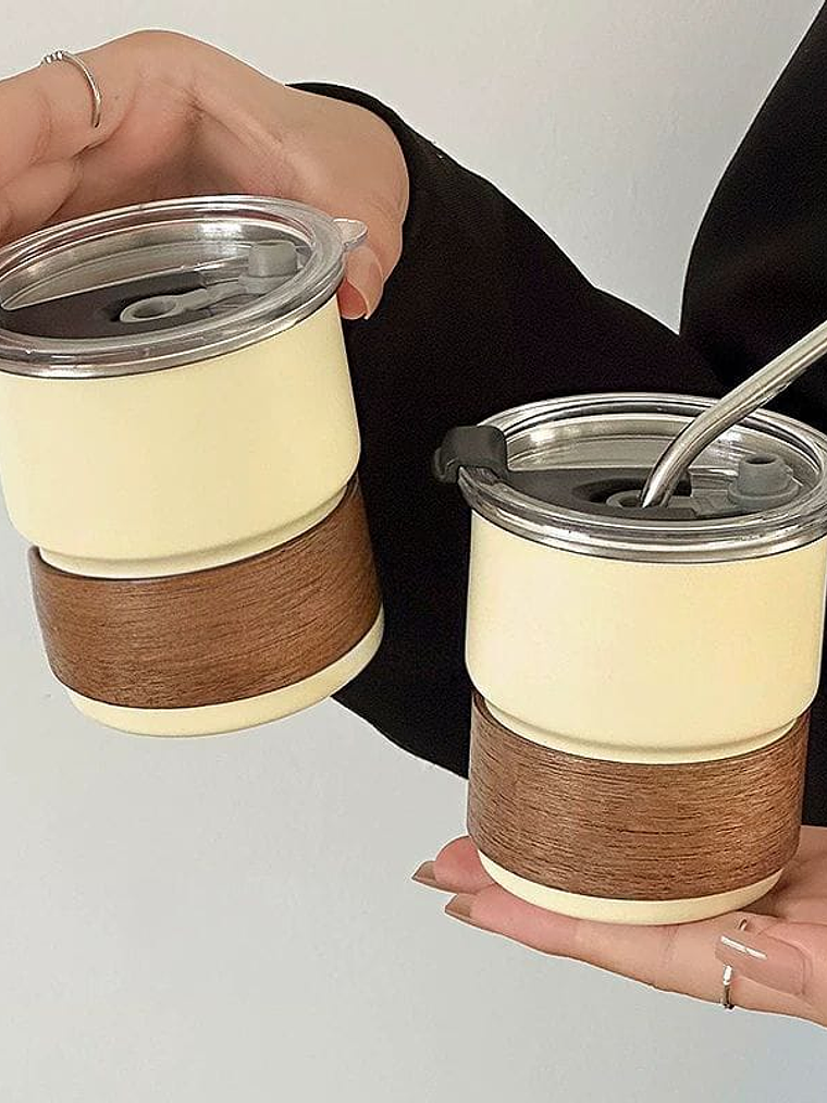 Vaso Termico Con Sorbete y Detalle en Madera 300ml 7