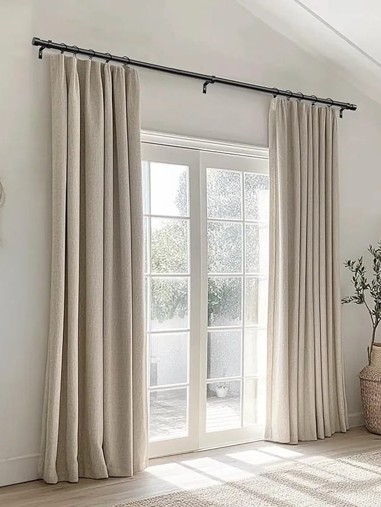 Barra De Cortina, Extensible Negra 80-200, Con 3 Soportes. 2