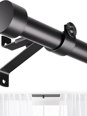 Barra De Cortina, Extensible Negra 80-300, Con 3 Soportes.