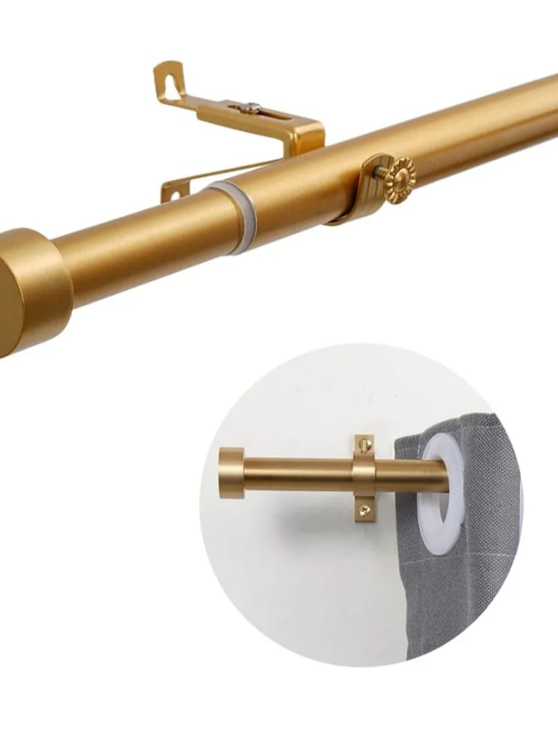 Barra De Cortina, Extensible Dorada 80-200, Con 3 Soportes. 1