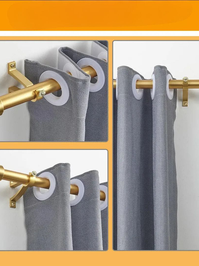 Barra De Cortina, Extensible Dorada 80-200, Con 3 Soportes. 3