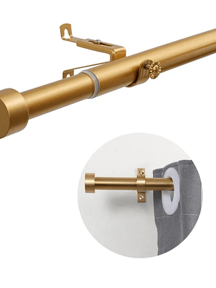 Barra De Cortina, Extensible Dorada 80-300, Con 3 Soportes.