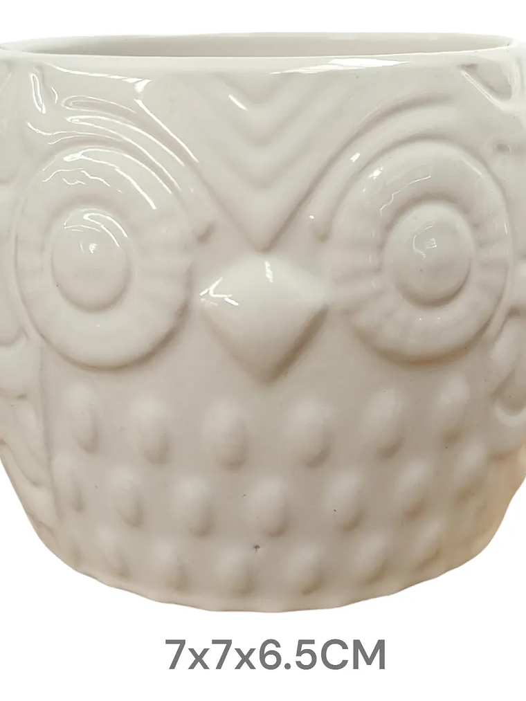 Maceteros Blancos De Ceramica, DISEÑO BUHO 1