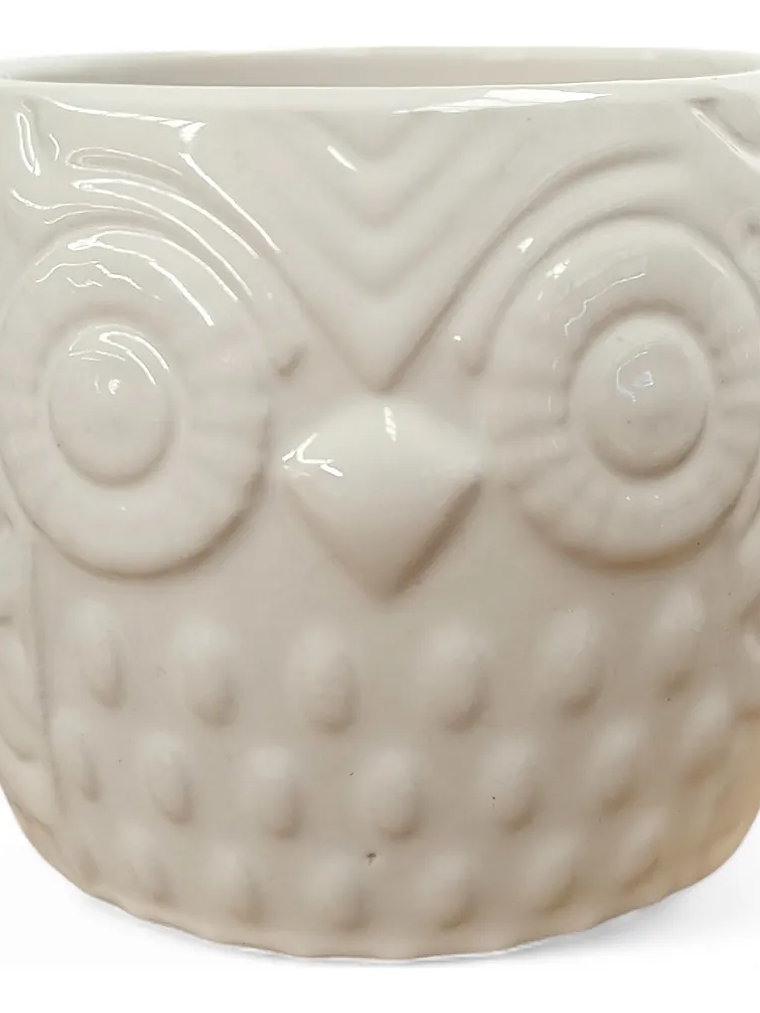 Maceteros Blancos De Ceramica, DISEÑO BUHO 2