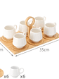 Juego De 6 Tazas De Cafe Y Bandeja de Bambu 15x20x35cm - Miniatura 2