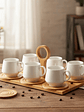 Juego De 6 Tazas De Cafe Y Bandeja de Bambu 15x20x35cm - Miniatura 3