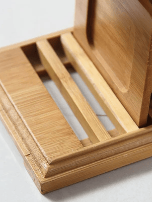 Juego De 6 Tazas De Cafe Y Organizador De Bambu 30x12.5x17.5cm