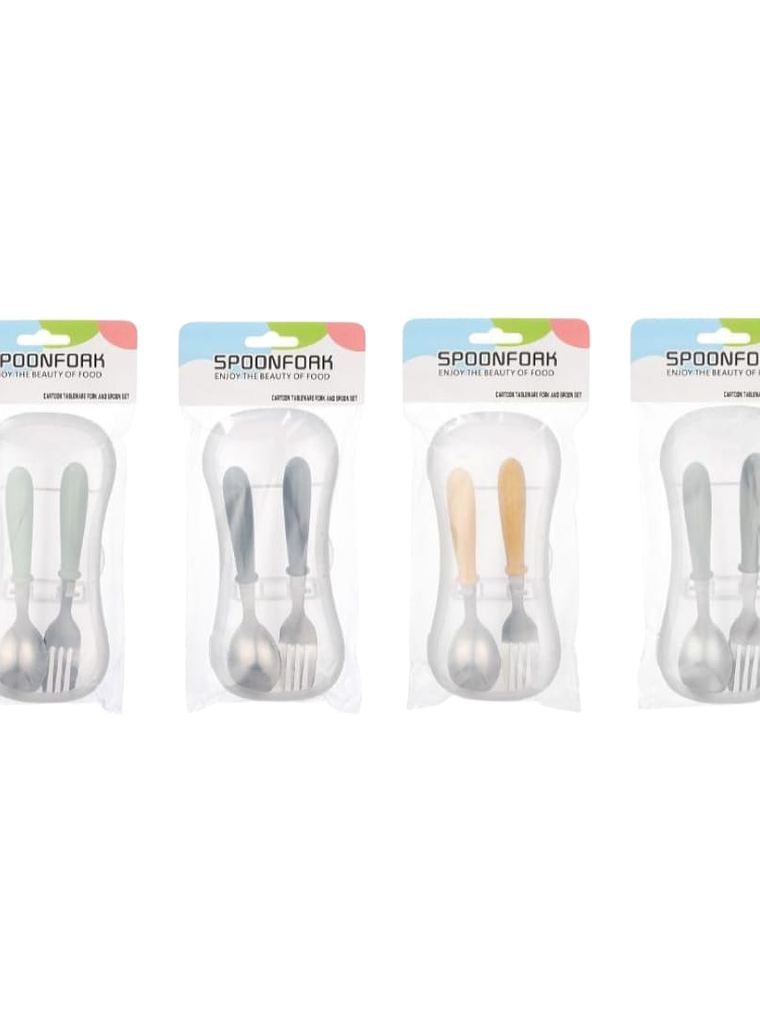 Juego de 2 Cubiertos En Acero Infantil Con Estuche Variados 2