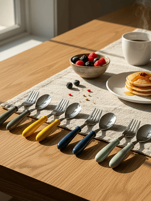 Juego de 2 Cubiertos En Acero Infantil Con Estuche Variados