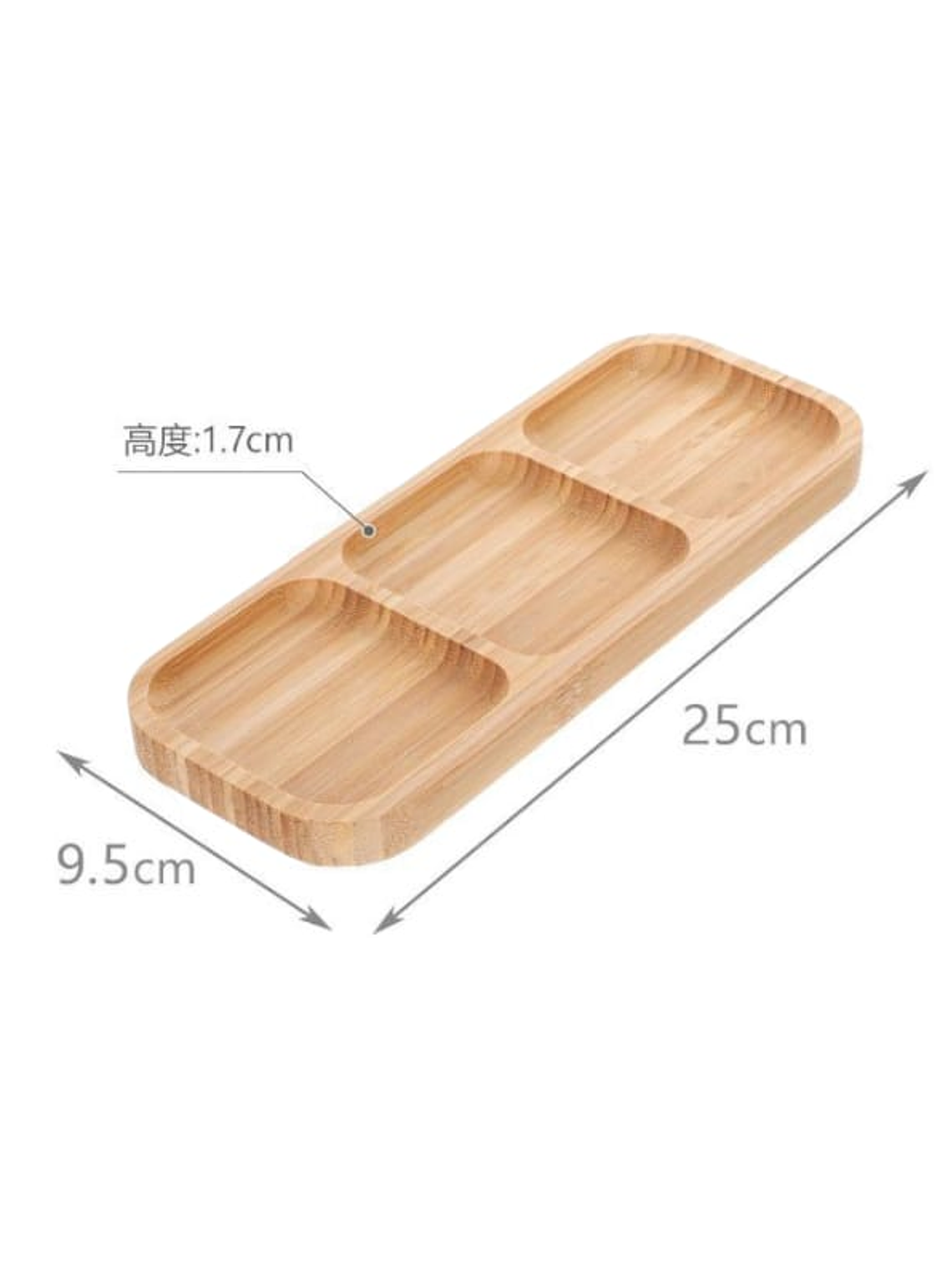 Tabla Bambu De Aperitivo De 3 Divisiones 25x9.5cm 2