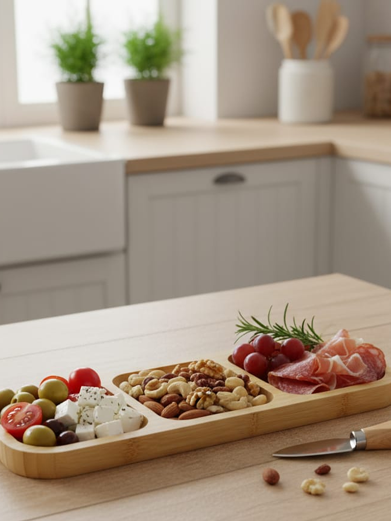 Tabla Bambu De Aperitivo De 3 Divisiones 25x9.5cm 3