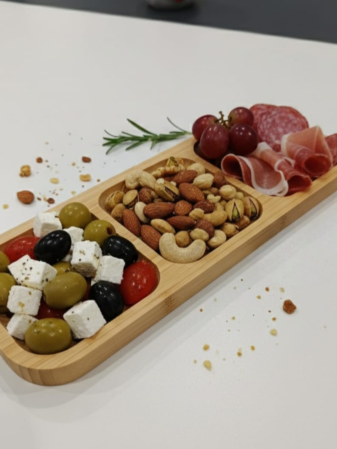 Tabla Bambu De Aperitivo De 3 Divisiones 25x9.5cm 1