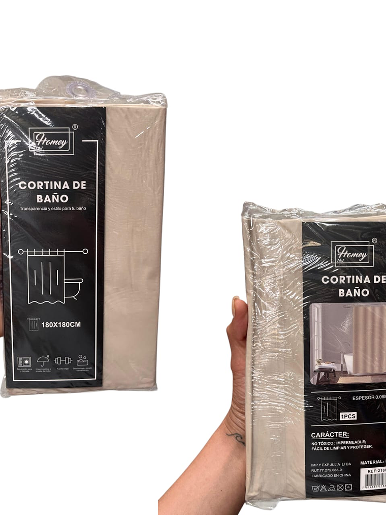 Cortina de Plastico Para Baño Con Aros 180x180cm 3