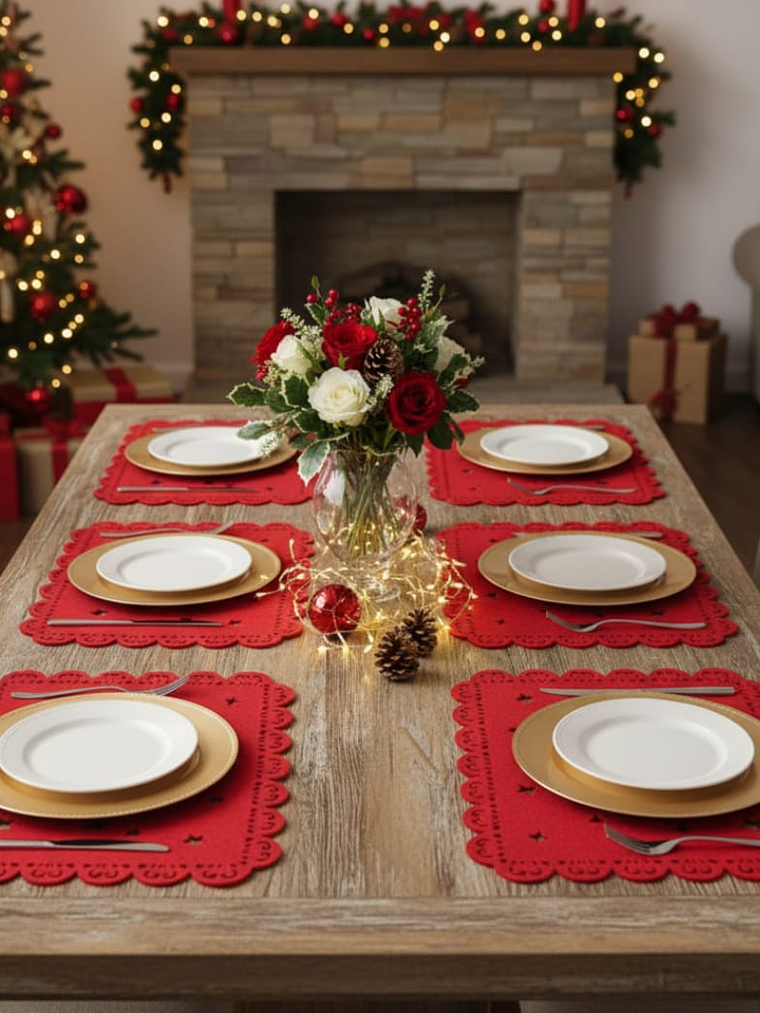 Individual De Navidad Decorativo De Estrella 45x30cm 1