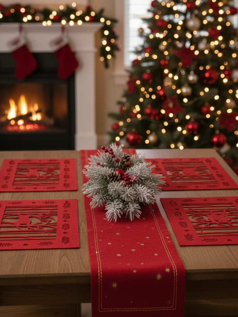 Individual De Navidad Decorativo De Reno 45x30cm 1