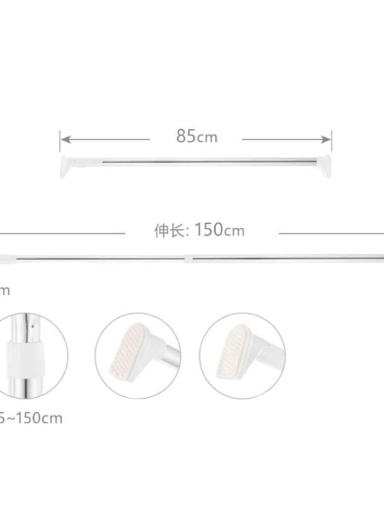 Barra Cortina De Baño Extensible 85-150cm Acero Inoxidable 2