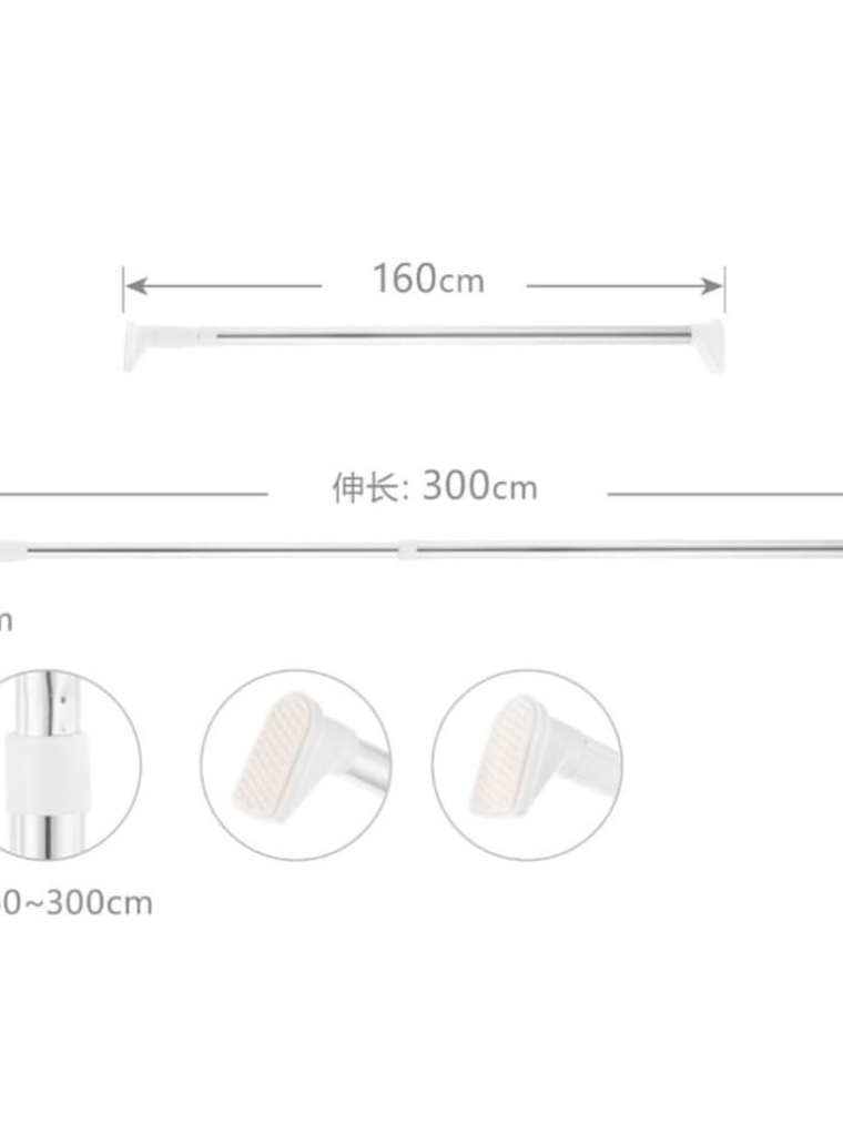 Barra Cortina De Baño Extensible 160-300cm Acero Inoxidable 3