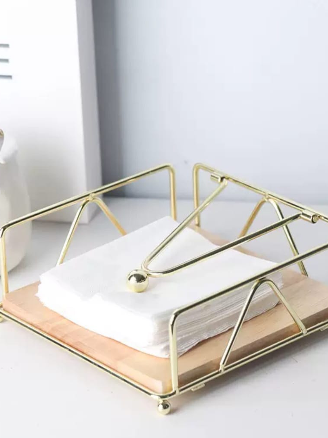 Servilletero De Fierro Y Madera 18x18x6cm Color Variados 2