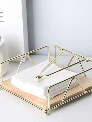 Servilletero De Fierro Y Madera 18x18x6cm Color Variados