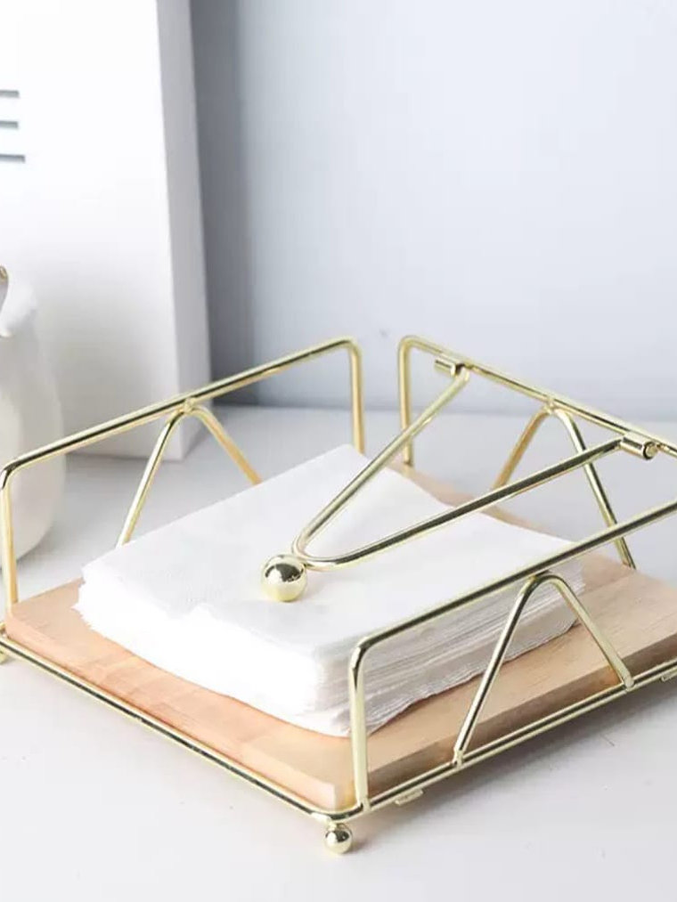 Servilletero De Fierro Y Madera 18x18x6cm Color Variados 2