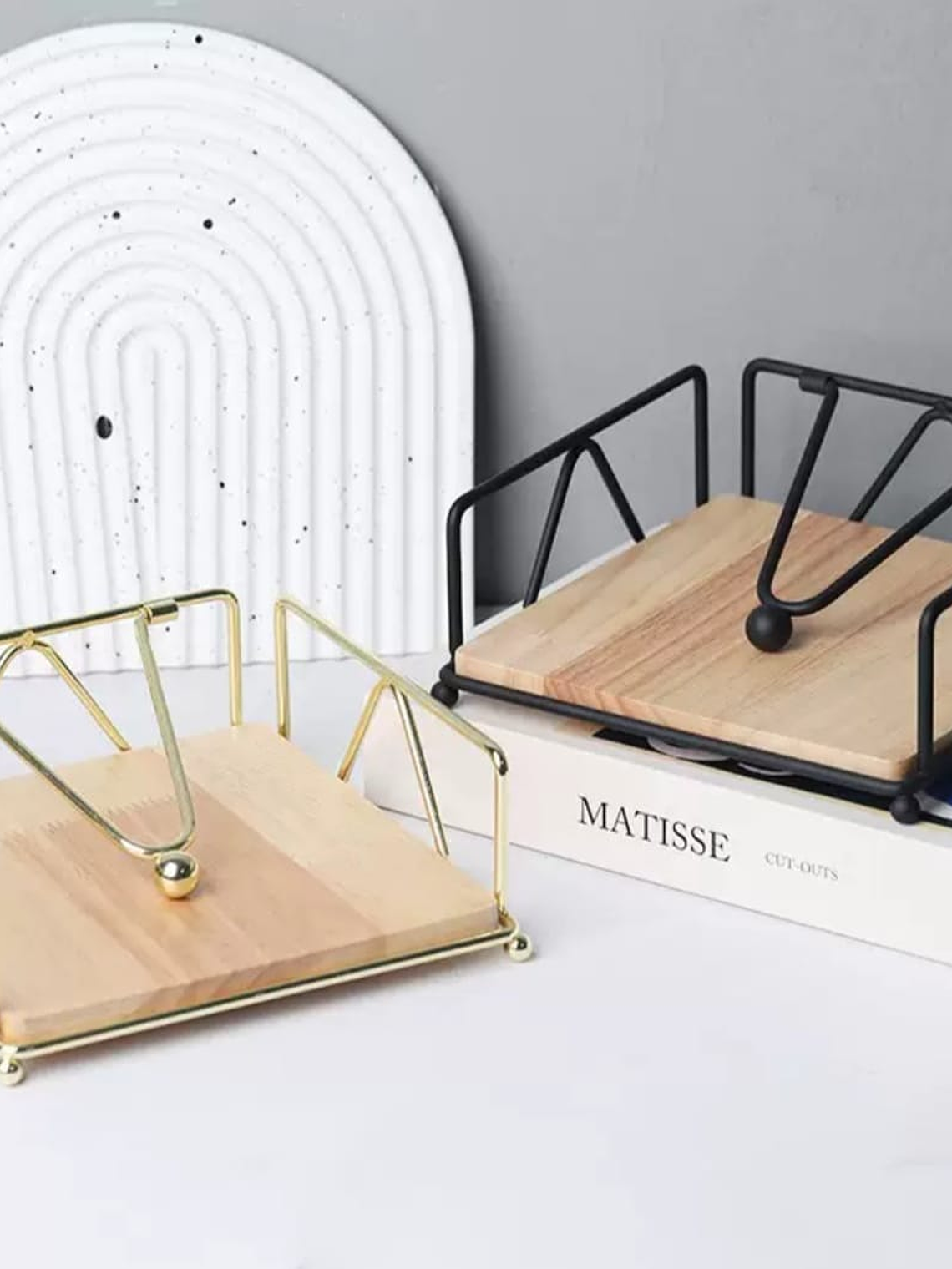 Servilletero De Fierro Y Madera 18x18x6cm Color Variados 1