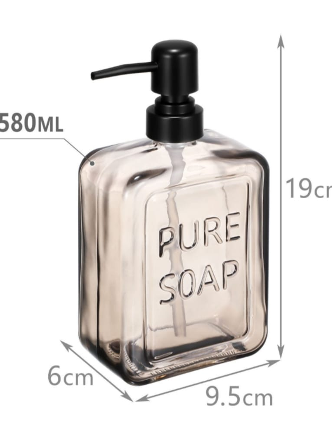 Dispensador De Vidrio Para Jabon Premium 580ml 2