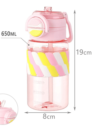 Botella De Agua Infantil, Con Bombilla, 650ml
