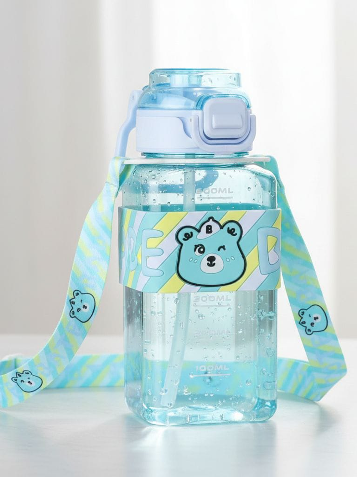 Botella De Agua Infantil Osito Con Bombilla, 650ml 2