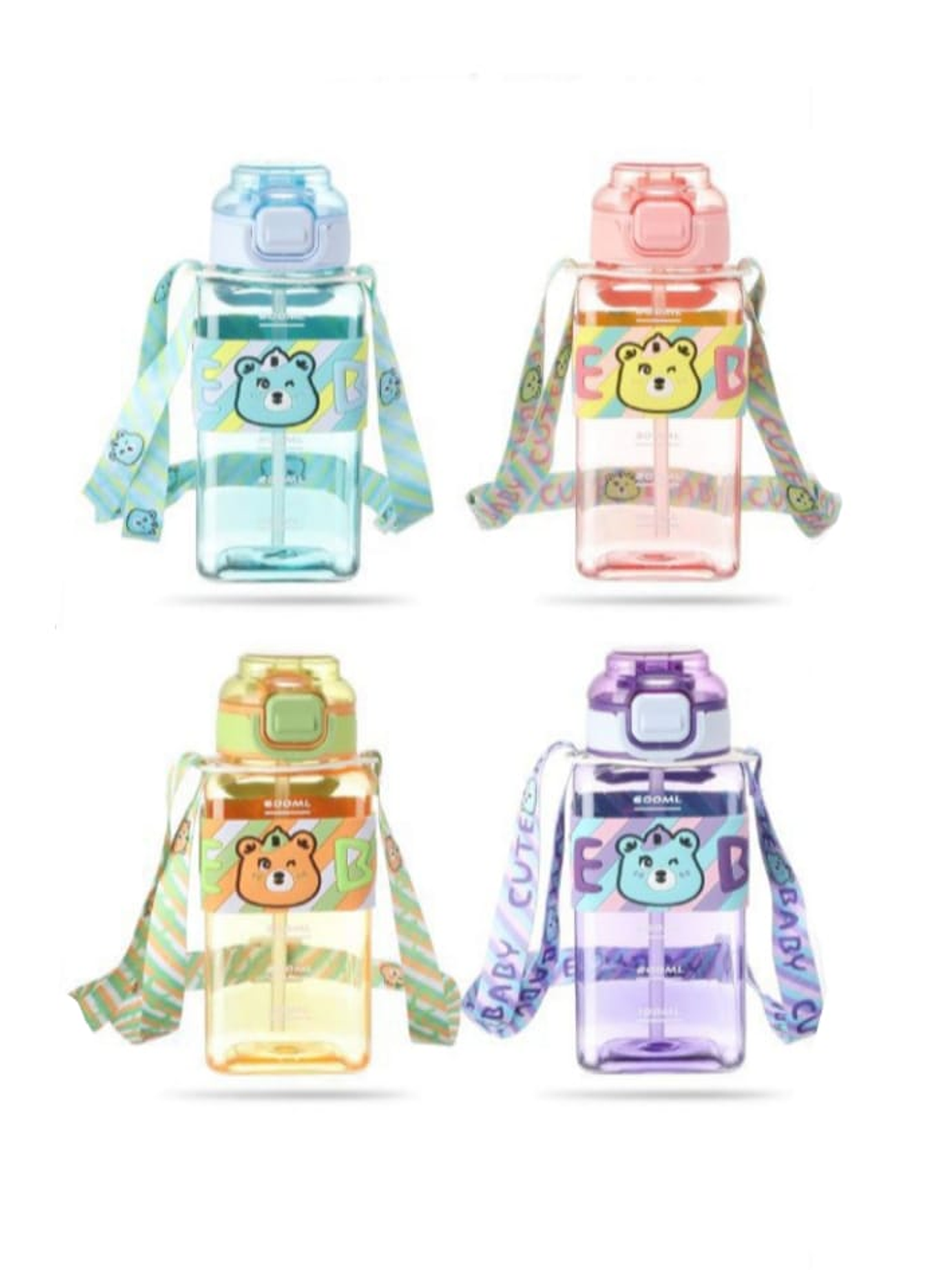 Botella De Agua Infantil Osito Con Bombilla, 650ml 3