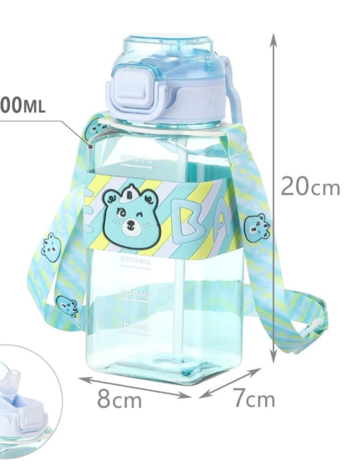 Botella De Agua Infantil Osito Con Bombilla, 650ml 4