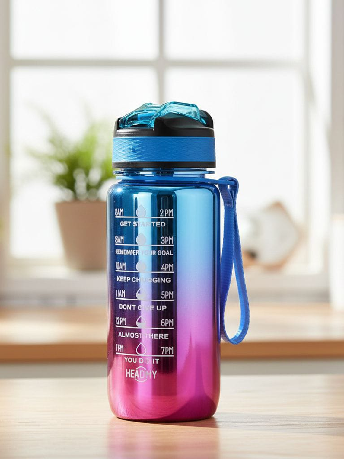 Botella De Agua Tornasol, Con Bombilla, 1000ml 4