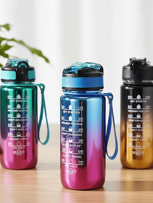 Botella De Agua Tornasol, Con Bombilla, 1000ml