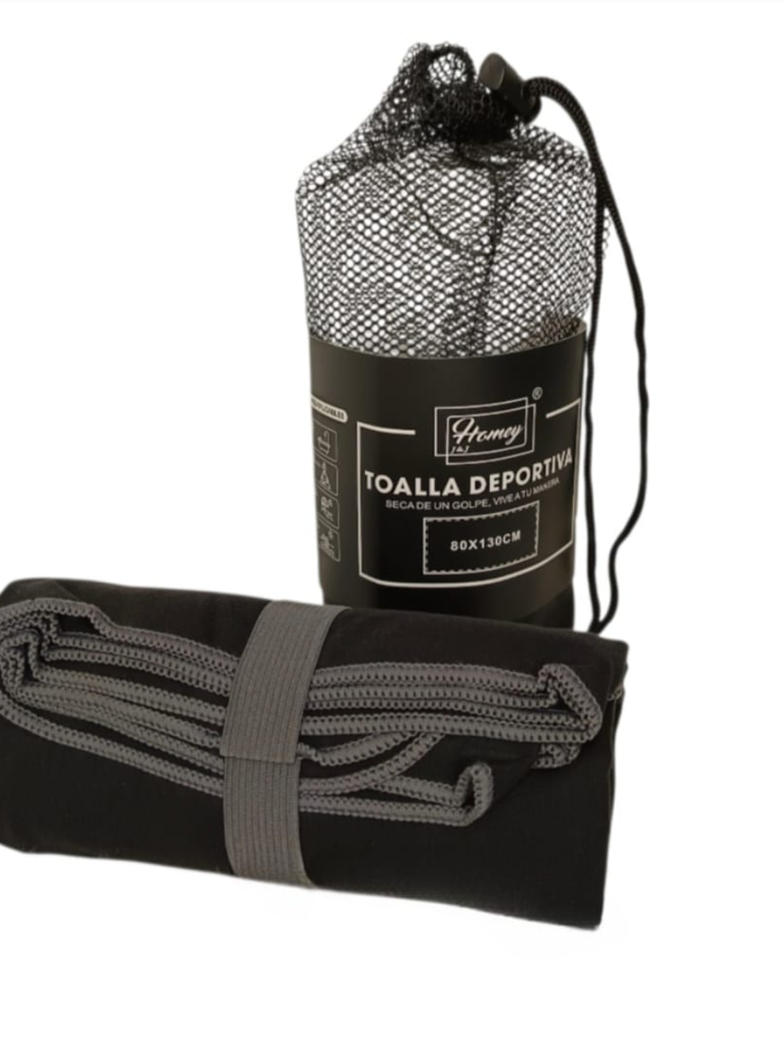Toallas Deportiva Microfibra Secado Rápido Negra 80x130cm 2