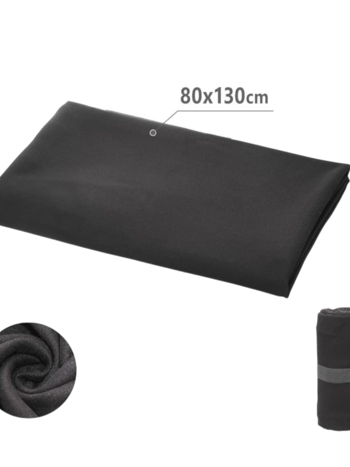 Toallas Deportiva Microfibra Secado Rápido Negra 80x130cm 3