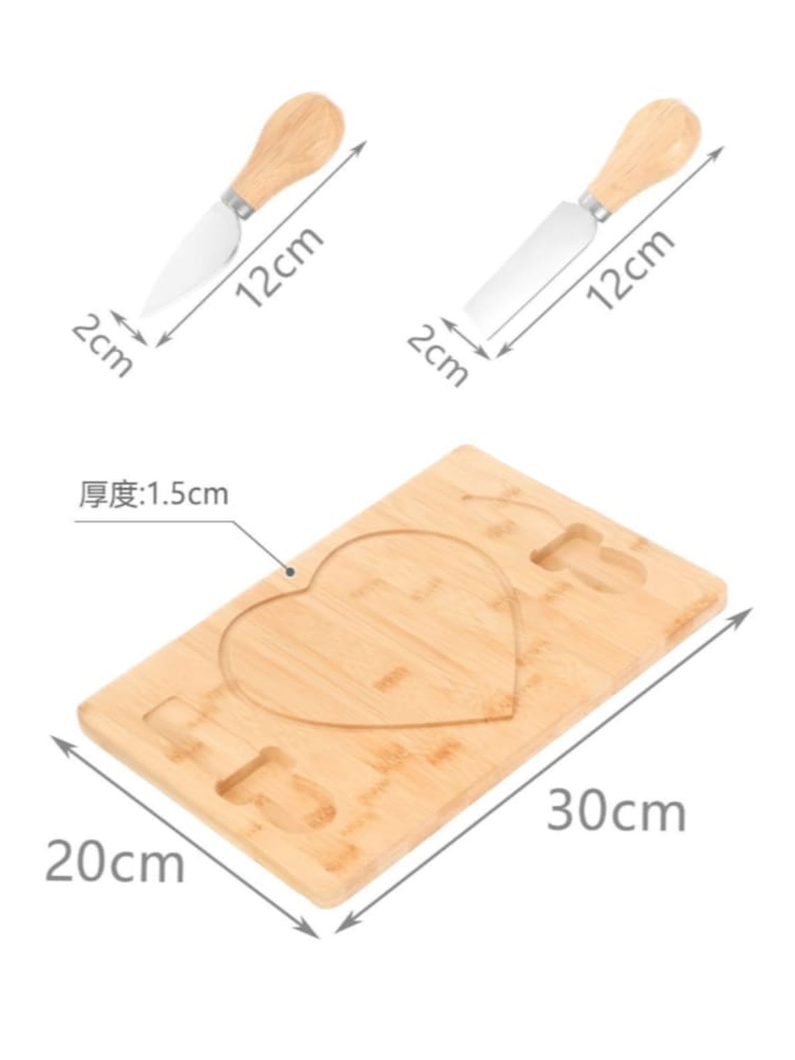Tablas De Queso Para Picar De Bambu 20x30x1.5cm 3