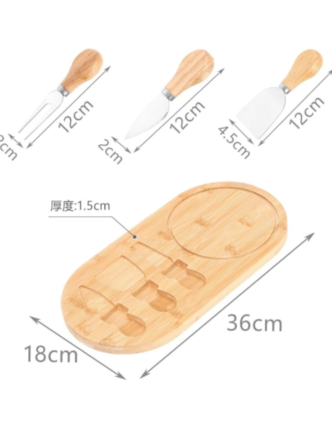 Tablas De Queso Para Picar En Bambu 36x18x1.5cm 3