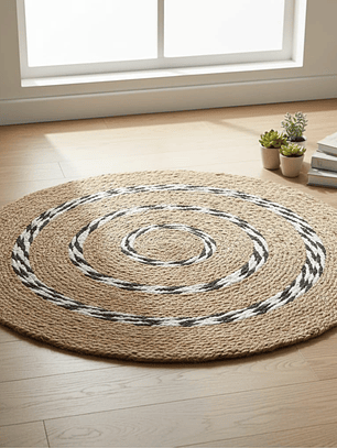 Alfombra de Yute Natural, con diseño en Espiral, 80cm