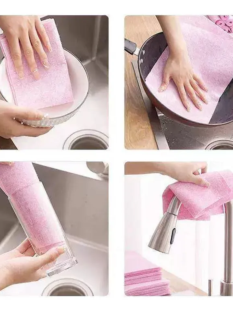 Rollo De 20 Paños Reutilizable Para Limpieza 25x25cm Colores Variado 6