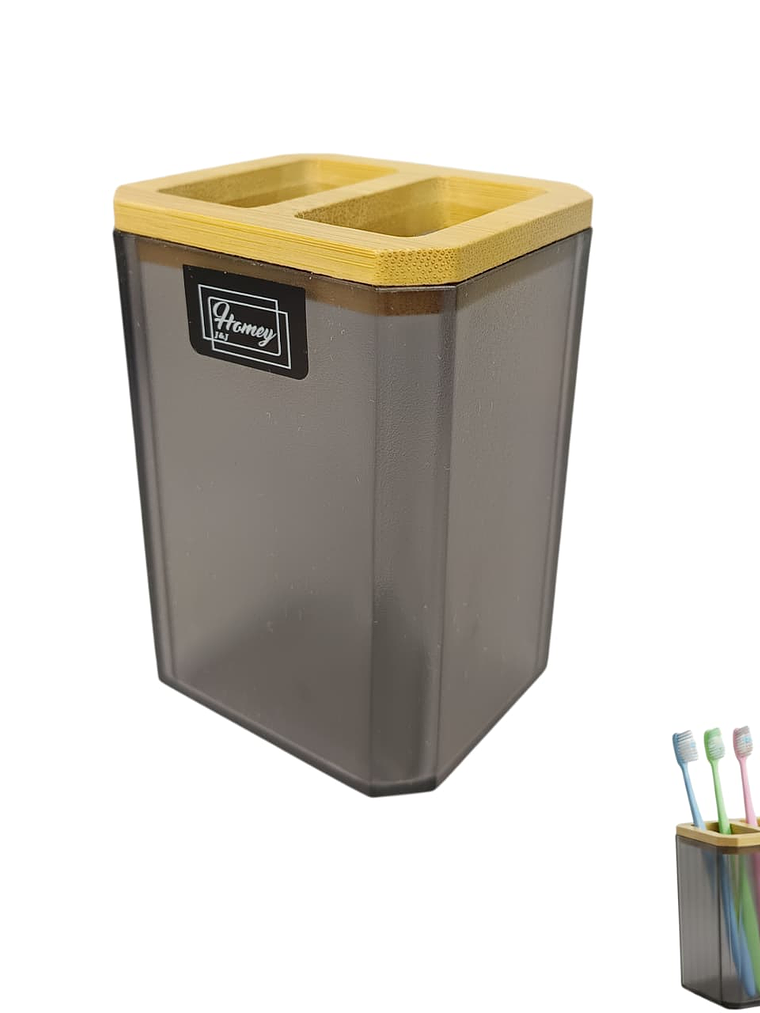 Portacepillo de Acrilico con Bambu 7x6x10cm  4